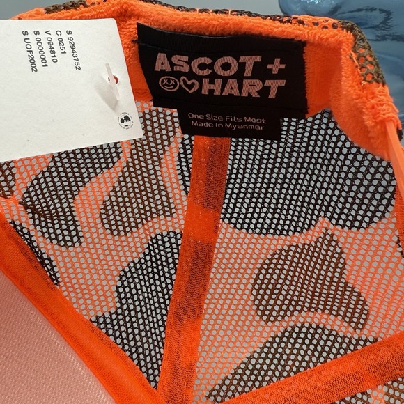 Ascot + Hart Miracle‎ Trucker Hat Orange Camo Mesh Snapback Cap One Size NEW - Picture 7 of 7
